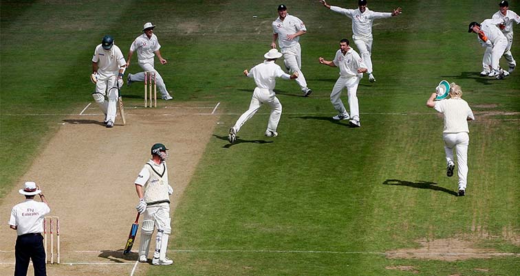 England celebrating the final wicket in 2005 Ashes